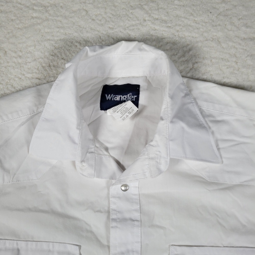 Wrangler Western Pearl Snap Shirt Mens Size Large White Long Sleeve 71105WH